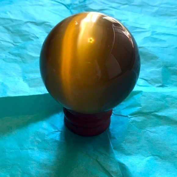 ⭐⭐ Tigers Eye palm stone/crystal ball⭐⭐ - Picture 1 of 5